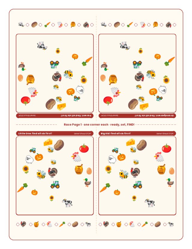 Four-corner race page